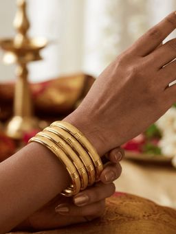 GRIIHAM - Gold Plated Daily Wear Bangles (Pack of 4)