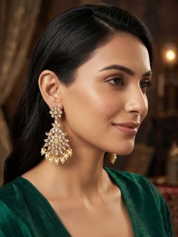 Peach Tassels - White Stylish Danglers Earrings