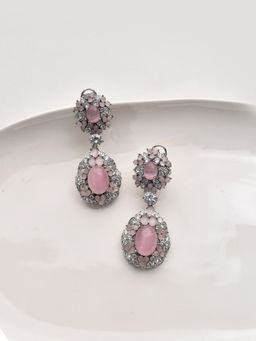 Peach Tassels - Pink Gemstones Elegant Drop Earrings