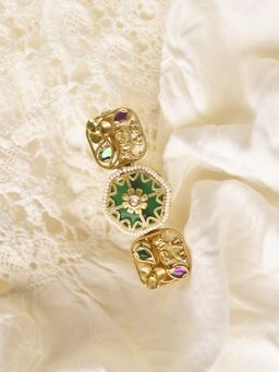 Peach Tassels - Multi-Color Antique Elephant Two-Finger Statement Ring