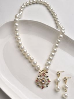Peach Tassels - Multi-Color Pearl Necklace Set