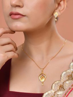 VOJ - Multi-Color Gold Plated Tear Drop Shaped Necklace Set