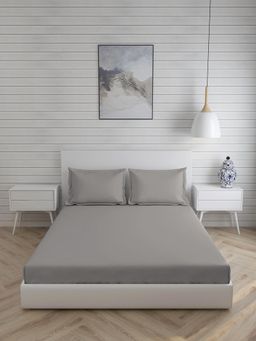 Layers - Be Bold Cotton 144 TC Double Fitted BedSheet (Lt Grey)