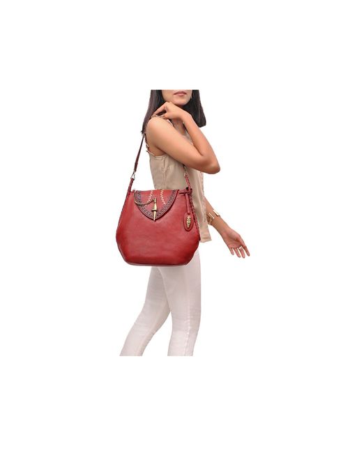 Buy Hidesign Swala 02 Red Women's Shoulder Bag Online