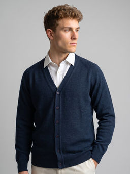 Monte Carlo - Blue Regular Fit Full Sleeve V-Neck Solid Sweater