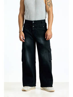 Bonkers Corner - Heavy Fade Black Cargo Jeans