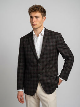 Monte Carlo - Black Regular Fit Full Sleeve Lapel Collar Checks Blazer