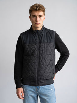 Monte Carlo - Grey Regular Fit Sleeveless Melange Reversible Knitted Jacket
