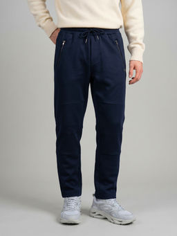 Monte Carlo - Navy Blue Regular Fit Solid Track Pant