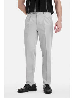 Snitch - Grey Plain Regular Formal Trousers