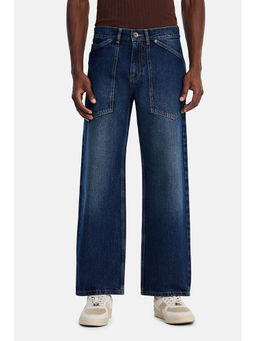 Snitch - Dark Blue Acid Wash Loose Casual Jeans