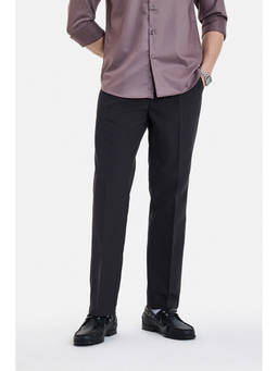 Snitch - Black Textured Relaxed Casual Trousers