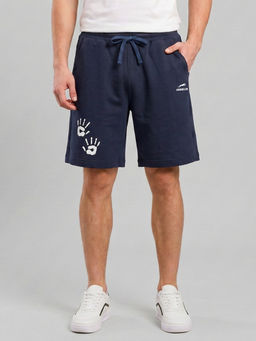 ARDEUR ZEAL IN YOU - Navy Blue Relaxed Fit Shorts