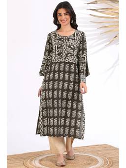 TAHILIYA - Black Daboo Printed Kurta