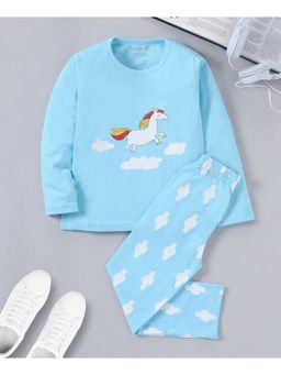 FUNKRAFTS - Girls Cotton Full Sleeves Unicorn Printed T-Shirt & Pyjama (Set of 2)