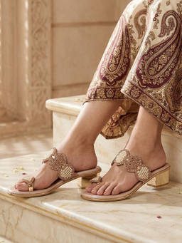 Global Step - Pearlglam Toe-Ring Rose Gold Heels