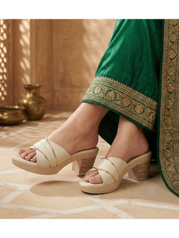 Global Step - Luxe Stride Block Off White Heels