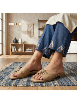 Global Step - Soft Knot Comfort Beige Open Toe Flats