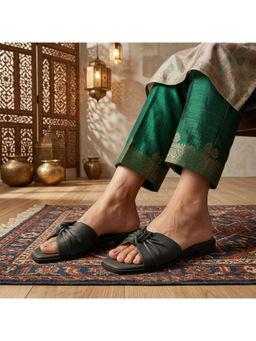 Global Step - Soft Knot Comfort Grey Open Toe Flats
