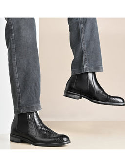 Valentino - Men Premium Leather Black Chelsea Boot