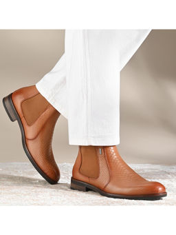 Valentino - Men Premium Leather Tan Chelsea Boot