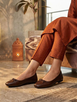 Global Step - Posh Soft Bow Rust Ballerinas