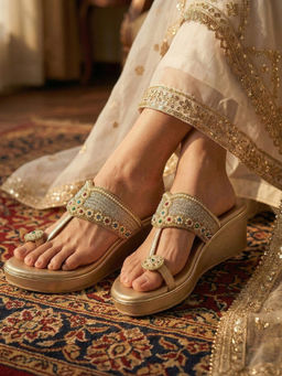 Global Step - Safiya Pearl Wedges Gold Heels