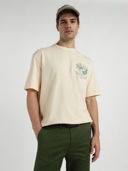 GANT - Men Cream Organic Cotton Crew Neck T-Shirt