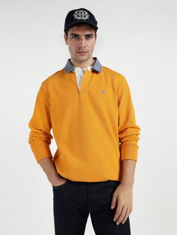 GANT - Men Mustard Pure Cotton Solid Polo T-Shirt