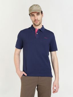 GANT - Men Navy Blue Solid Polo T-Shirt