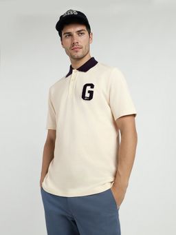 GANT - Men Cream Pure Cotton Logo Polo T-Shirt