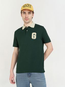 GANT - Men Dark Green Pure Cotton Logo Polo T-Shirt