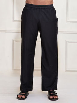 Vastramay - Men Black Solid Viscose Pant Style Pyjama