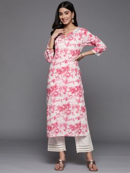 Varanga - Women Workwear Pink Cotton Tie & Dye Embroidered Kurta