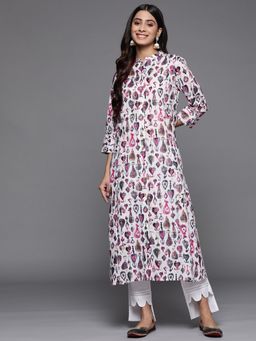 Varanga - Women Workwear Off White Cotton Printed Kurta