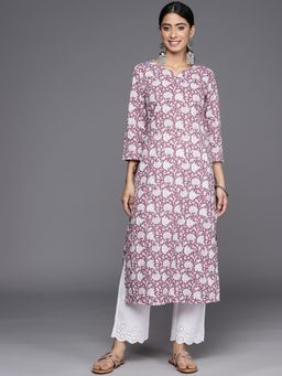 Varanga - Mauve Cotton Floral Printed Kurta