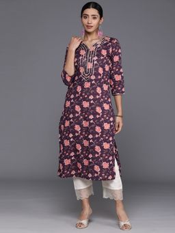 Varanga - Women Workwear Multi-Color Cotton Floral And Gota Work Kurta