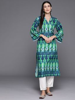 Varanga - Women Pakistani Green Viscose Printed Kurta