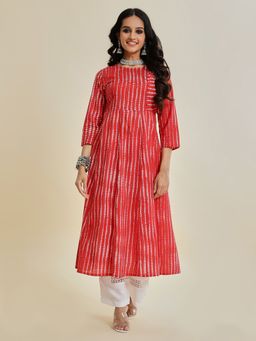 Varanga - Red Cotton Printed Kurta