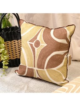 ALCOVE - Linear Crewel Cushion Cover Brown (18x18 Inches)