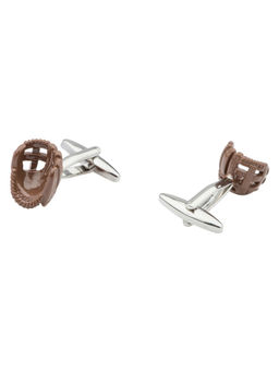 The Tie Hub - Brown Color Baseball Gloves Sports Cufflinks