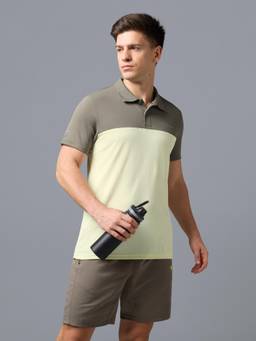 Technosport - Men Yellow Colorblock Relaxed Fit Polo Sports T-Shirt with Technocool+