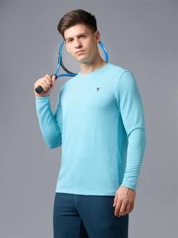 Technosport - Men Blue Solid Slim Fit Round Neck Sports T-Shirt with Technocool+