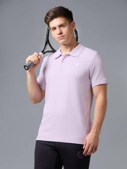 Technosport - Men Purple Solid Slim Fit Polo Sports T-Shirt with Elasto Plus