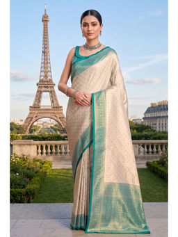 Monjolika Fashion - Green Soft Kanjivaram Silk Saree with Unstitched Blouse
