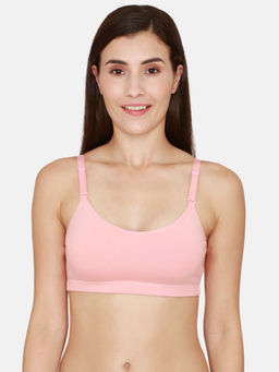 Zivame - Coucou by Zivame Essentials Double Layered Non Wired Medium Coverage Slip On Bra - Quartz Pink