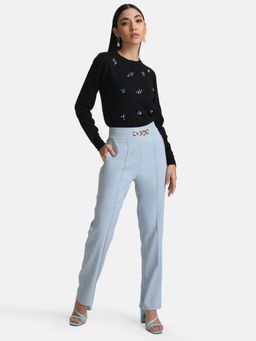 Kazo - Blue Trouser With Metal Buckle