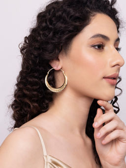 Indya - Gold Metallic Finish Hoop Earrings