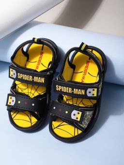 Kidsville - Kids Boys Yellow Classic Spiderman Print Velcro Sandals