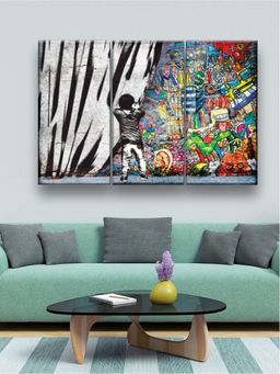 The Art House - Abstract Painting Multicolor (Set of 3) (20X30 Inches)